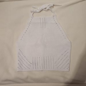 Garage white knit halter top